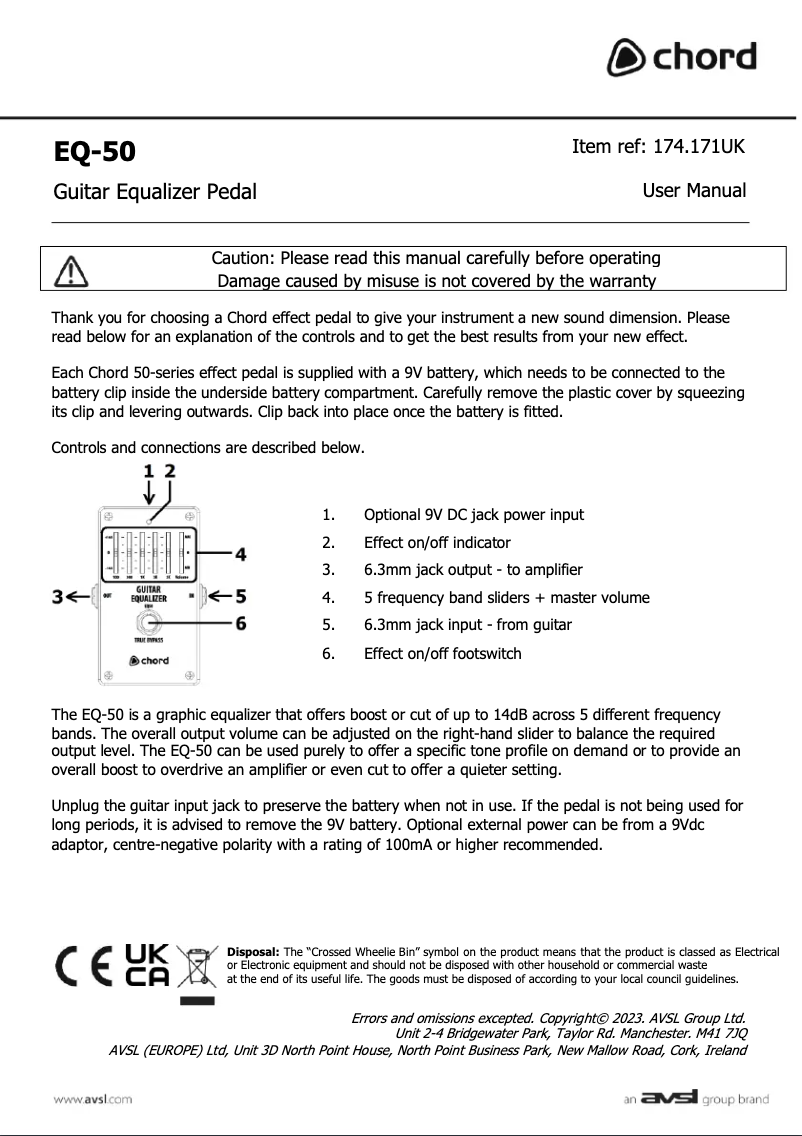 First page image of the manual for EQ-50