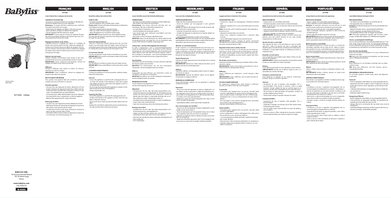 Page 1 of the manual User Manual BaByliss Hydro-Fusion 2100 D773DE