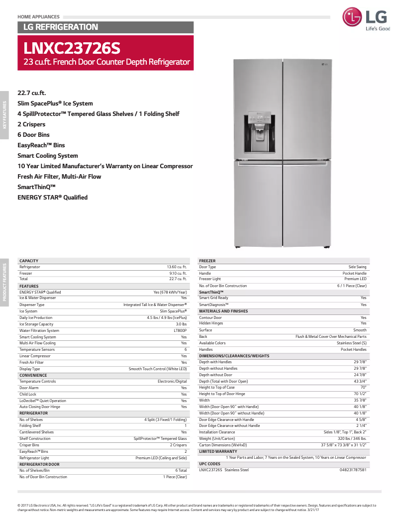 First page image of the manual for LNXC23726