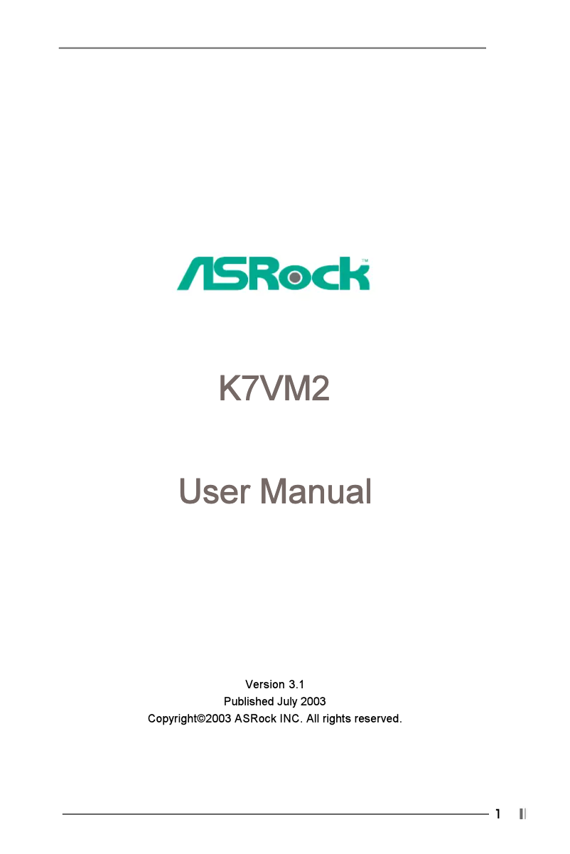 Image de la première page du manuel de l'appareil K7VM2 R3.0