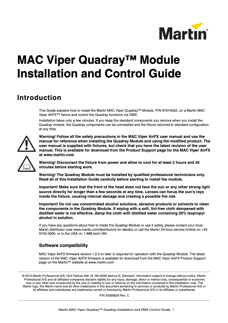 First page image of the manual for MAC Viper Quadray