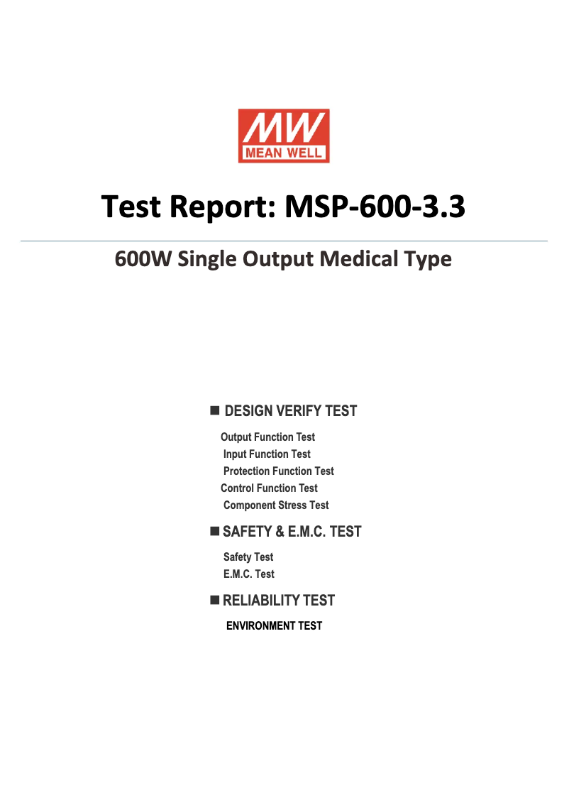 First page image of the manual for MSP-600-3.3