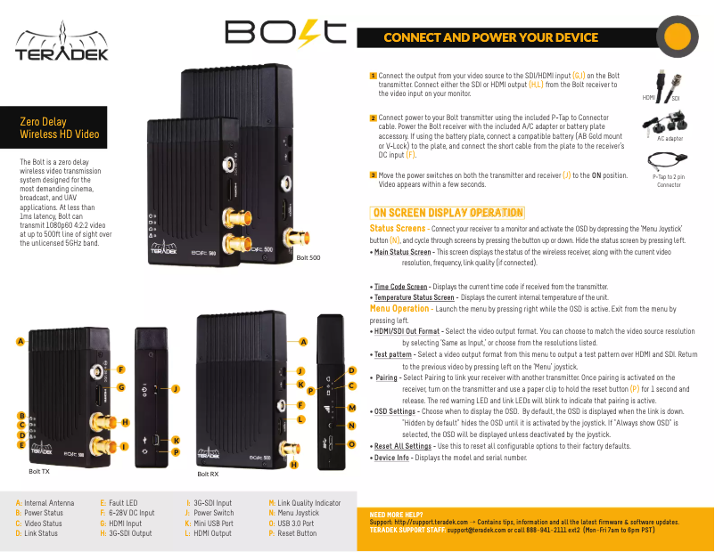 First page image of the manual for Bolt 500 XT