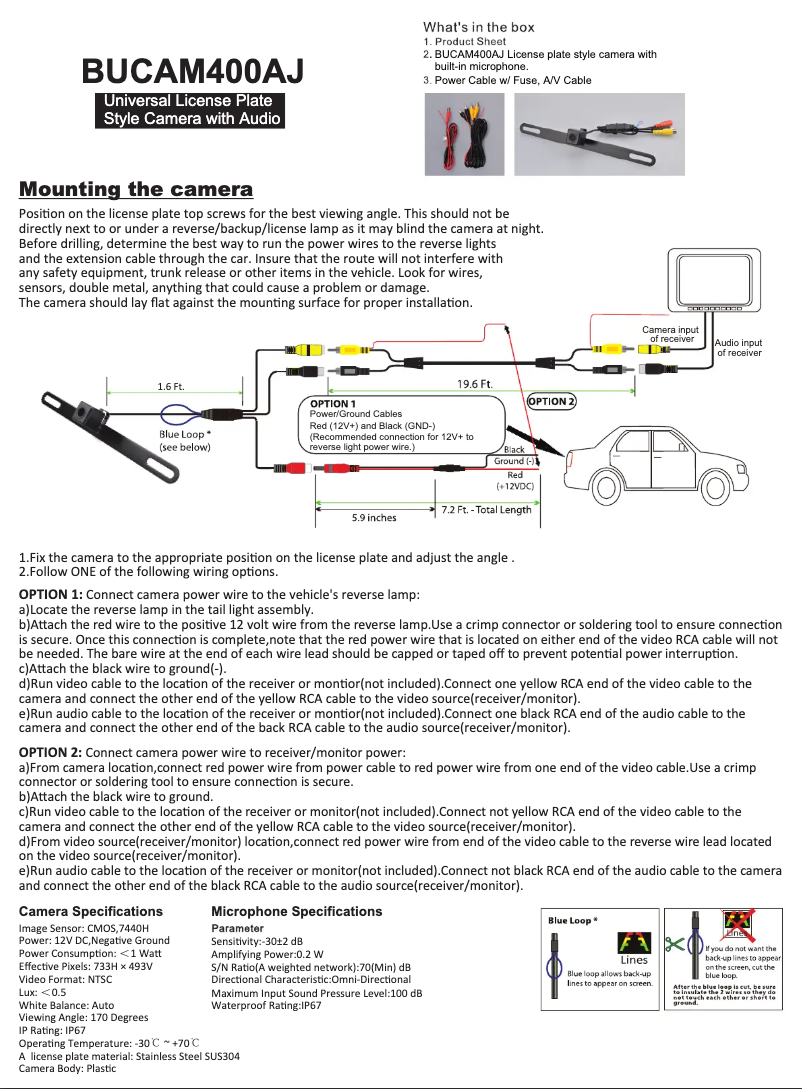First page image of the manual for BUCAM400AJ