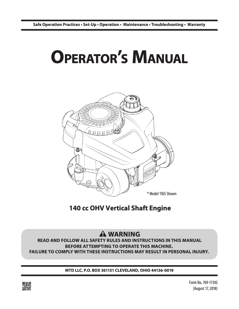 First page image of the manual for TB22TMK