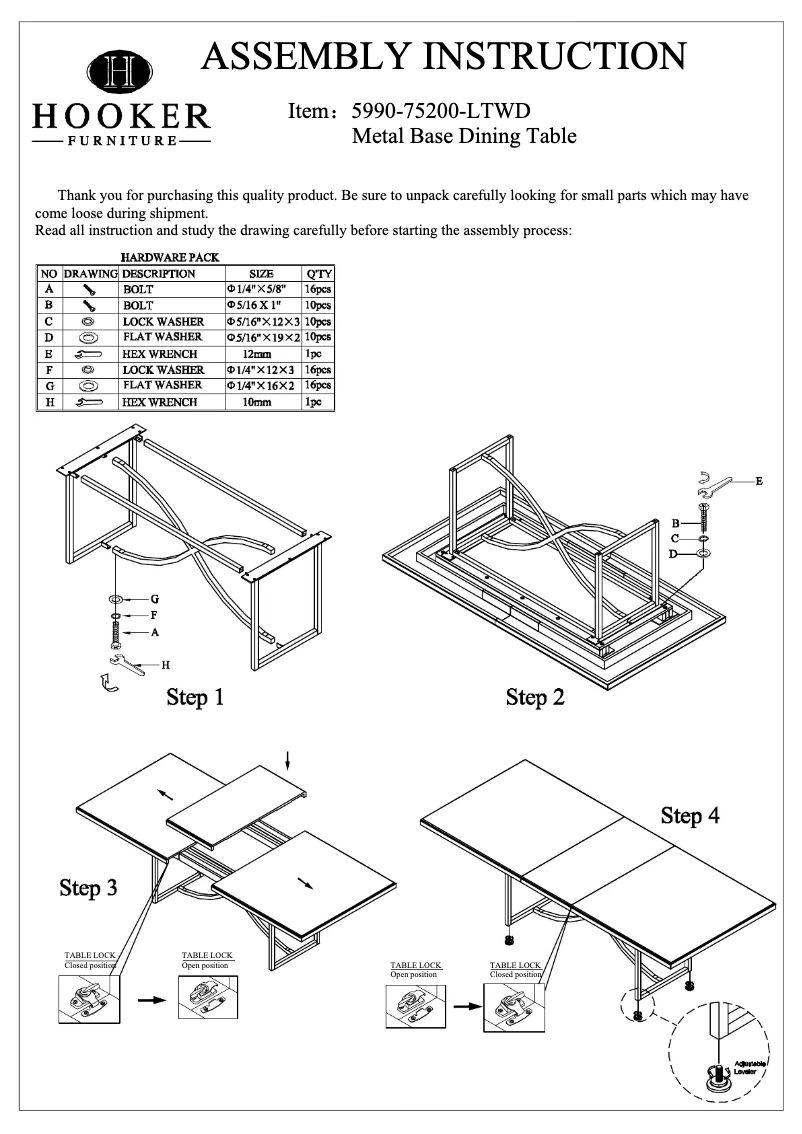 Page 1 de la notice Manuel utilisateur Hooker 5990-75200-LTWD