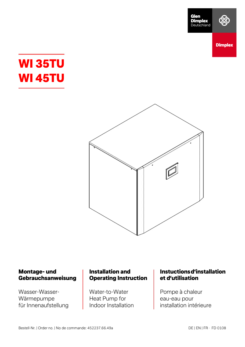 Page 1 of the manual User Manual Dimplex WI 35TU