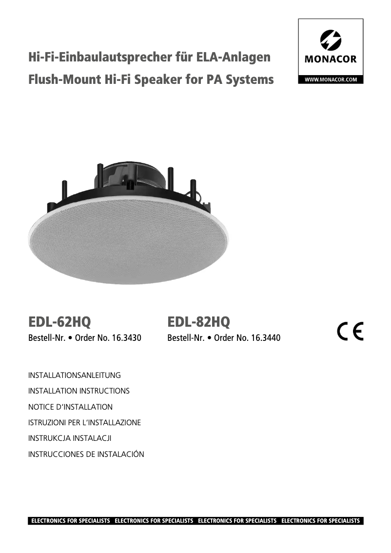 First page image of the manual for EDL-82HQ