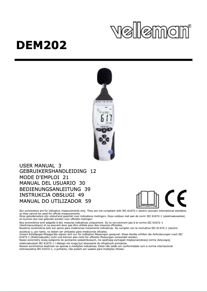 Page 1 of the manual User Manual Velleman DEM202