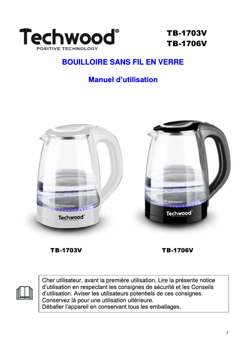 First page image of the manual for TB-1706V