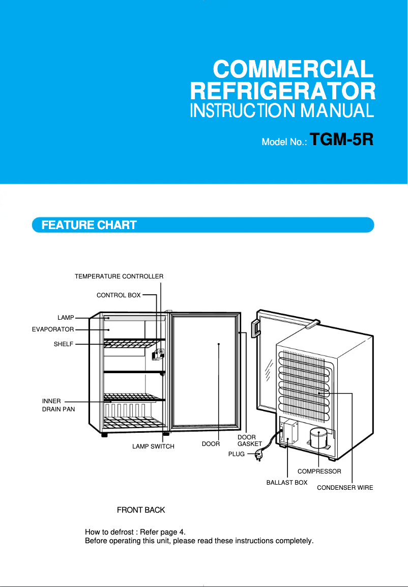First page image of the manual for TGM-5R