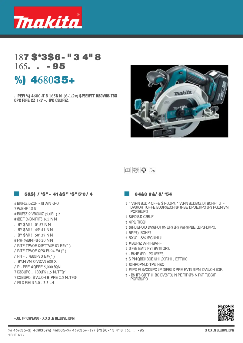 Page 1 of the manual Technical Sheet Makita DHS680