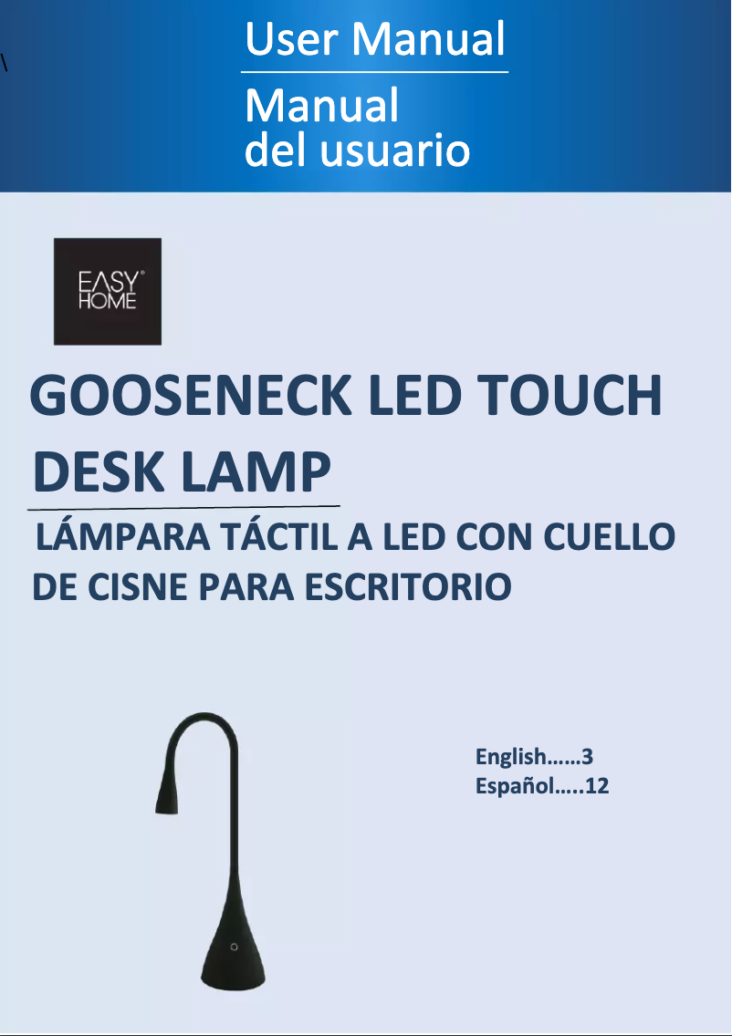 First page image of the manual for Gooseneck LED Touch Desk Lamp KL-L008