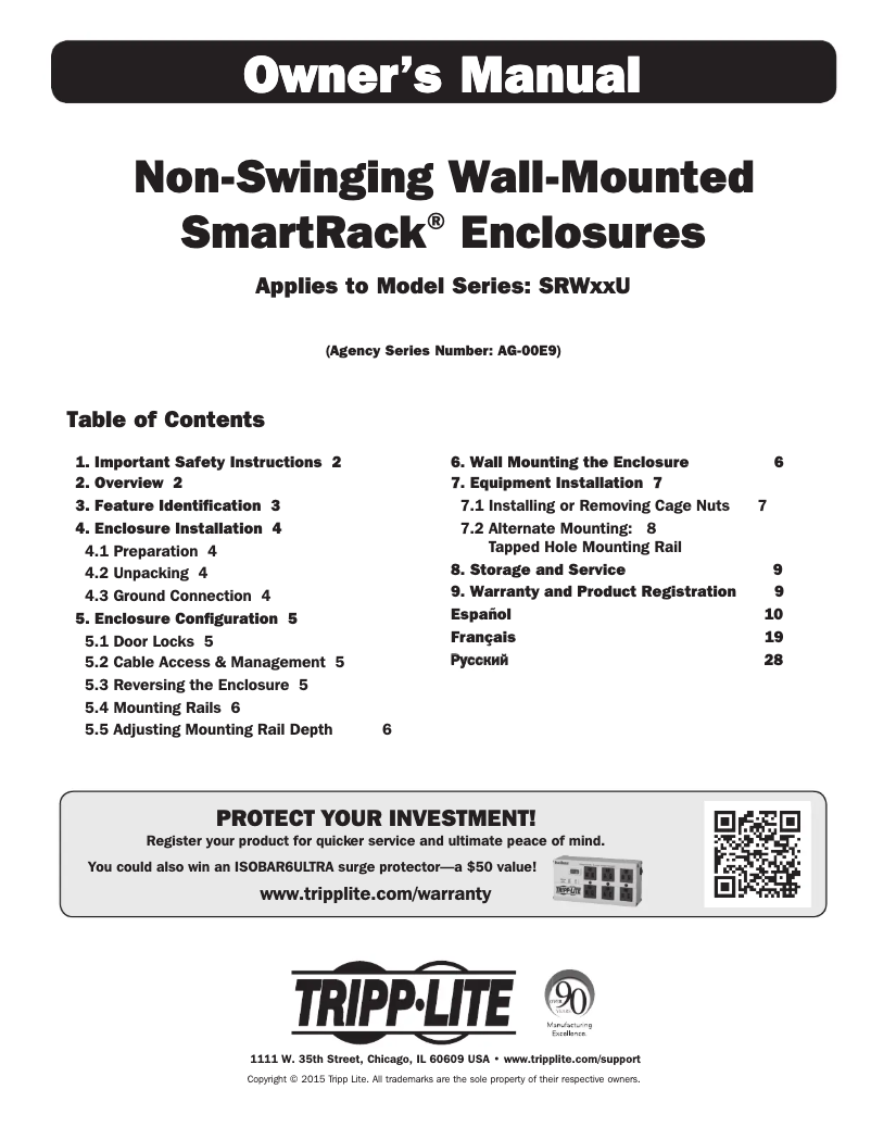 Page 1 of the manual User Manual Tripp Lite SmartRack SRW6UW