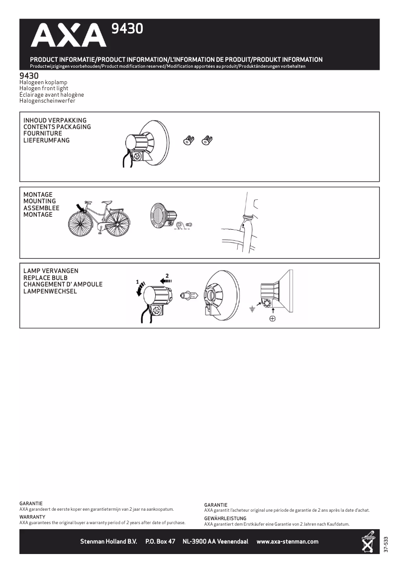 Page 1 of the manual User Manual AXA 9430