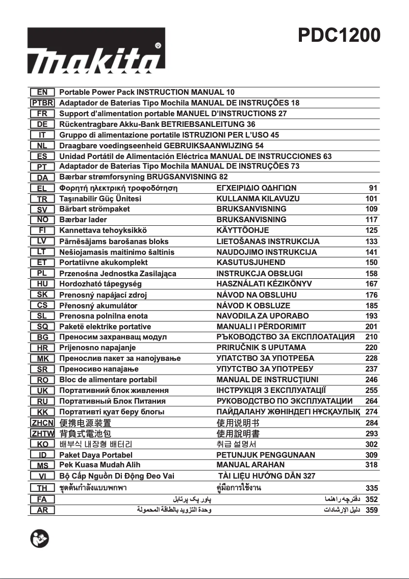 Page 1 of the manual User Manual Makita PDC1200A01