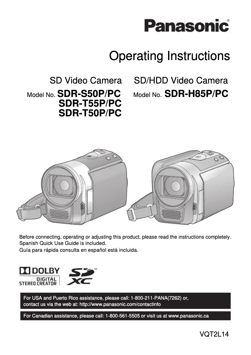 Page 1 of the manual User Manual Panasonic SDR-H85P/PC