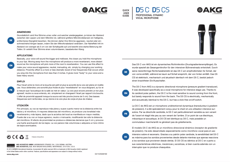 First page image of the manual for D5 CS