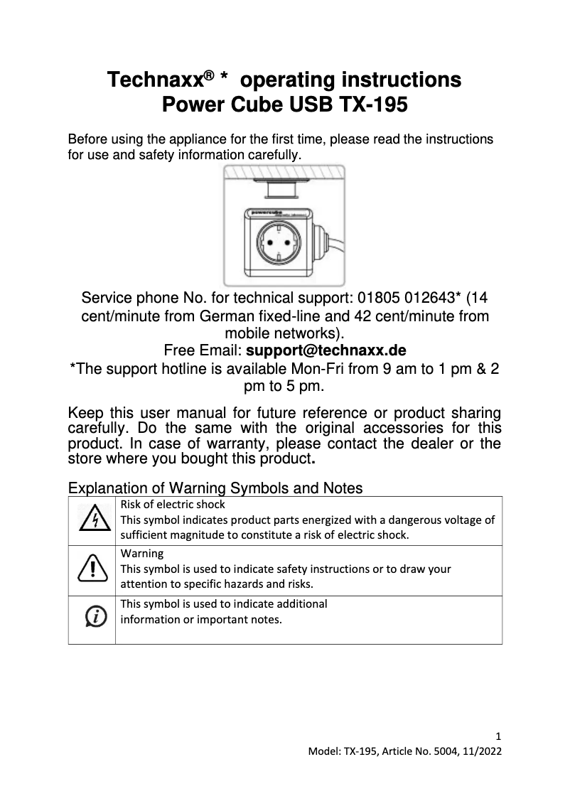 First page image of the manual for TX-195