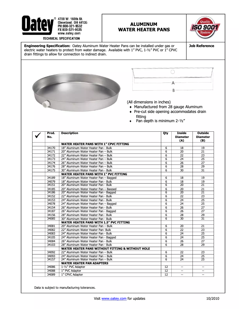 Page 1 of the manual User Manual Oatey 34083