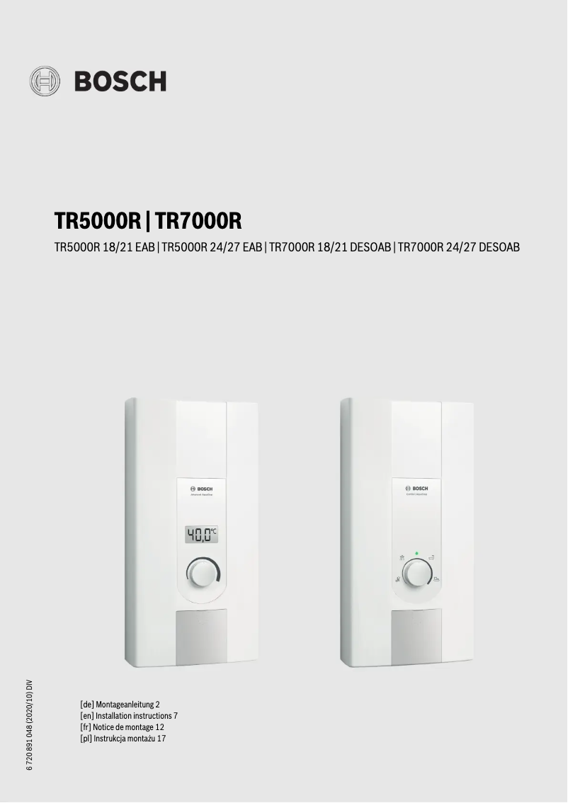 First page image of the manual for TR5000R
