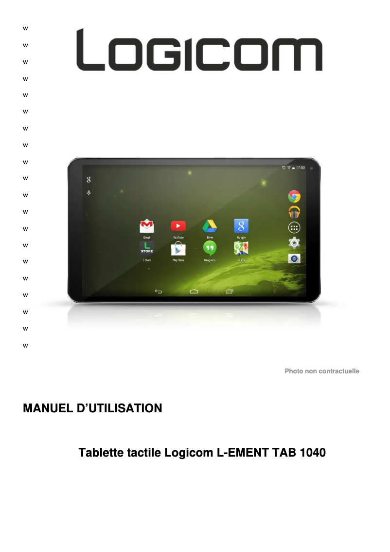 First page image of the manual for L-Ement Tab 1040
