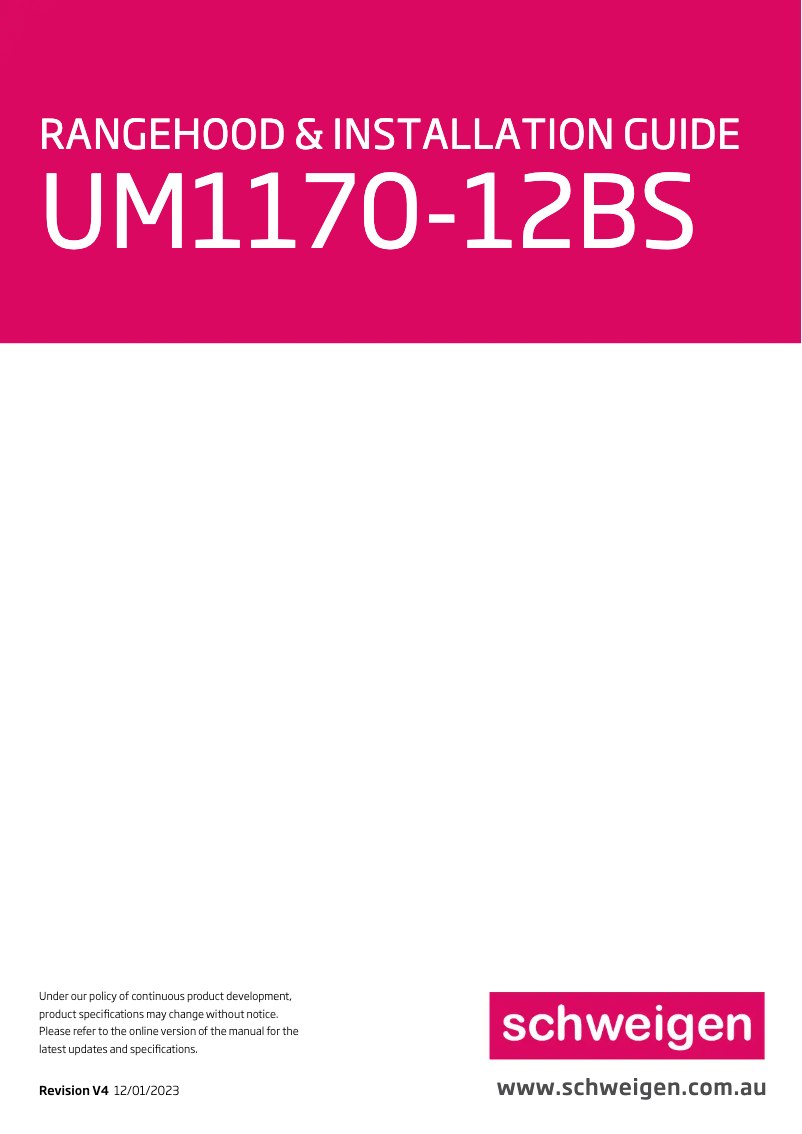 First page image of the manual for UM1170-12BS