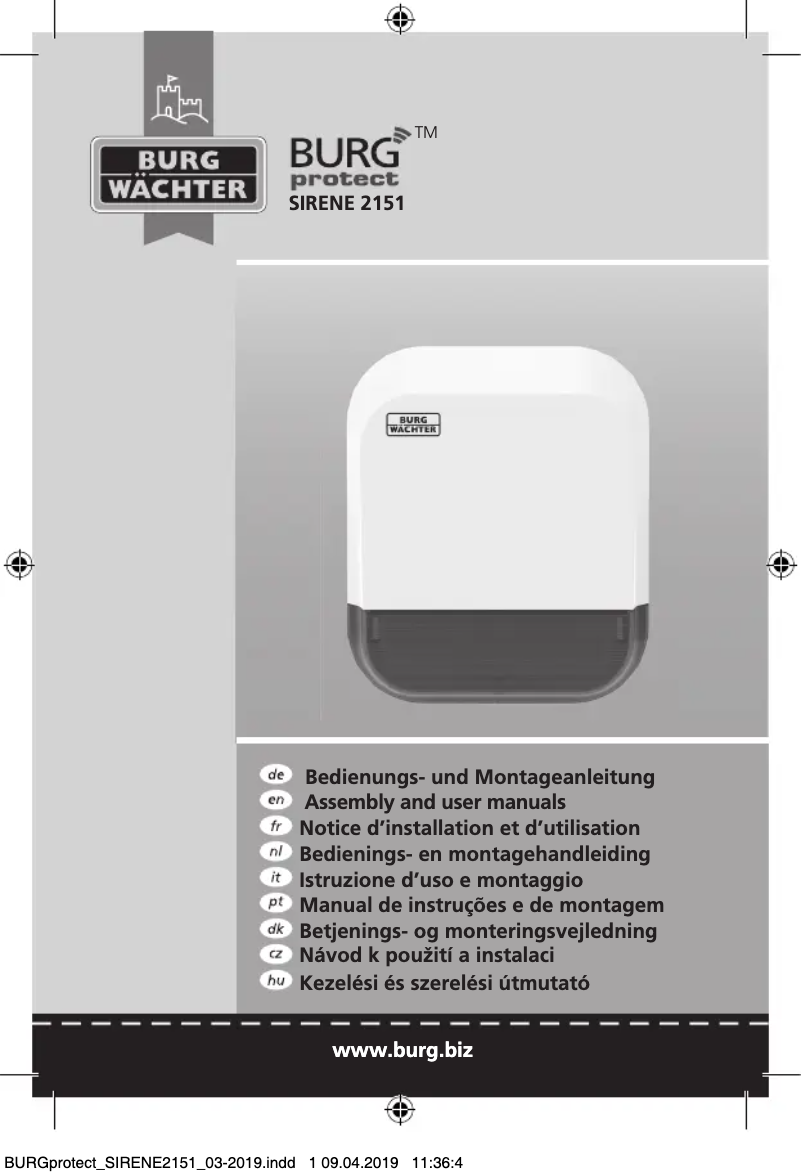 First page image of the manual for Sirene 2151