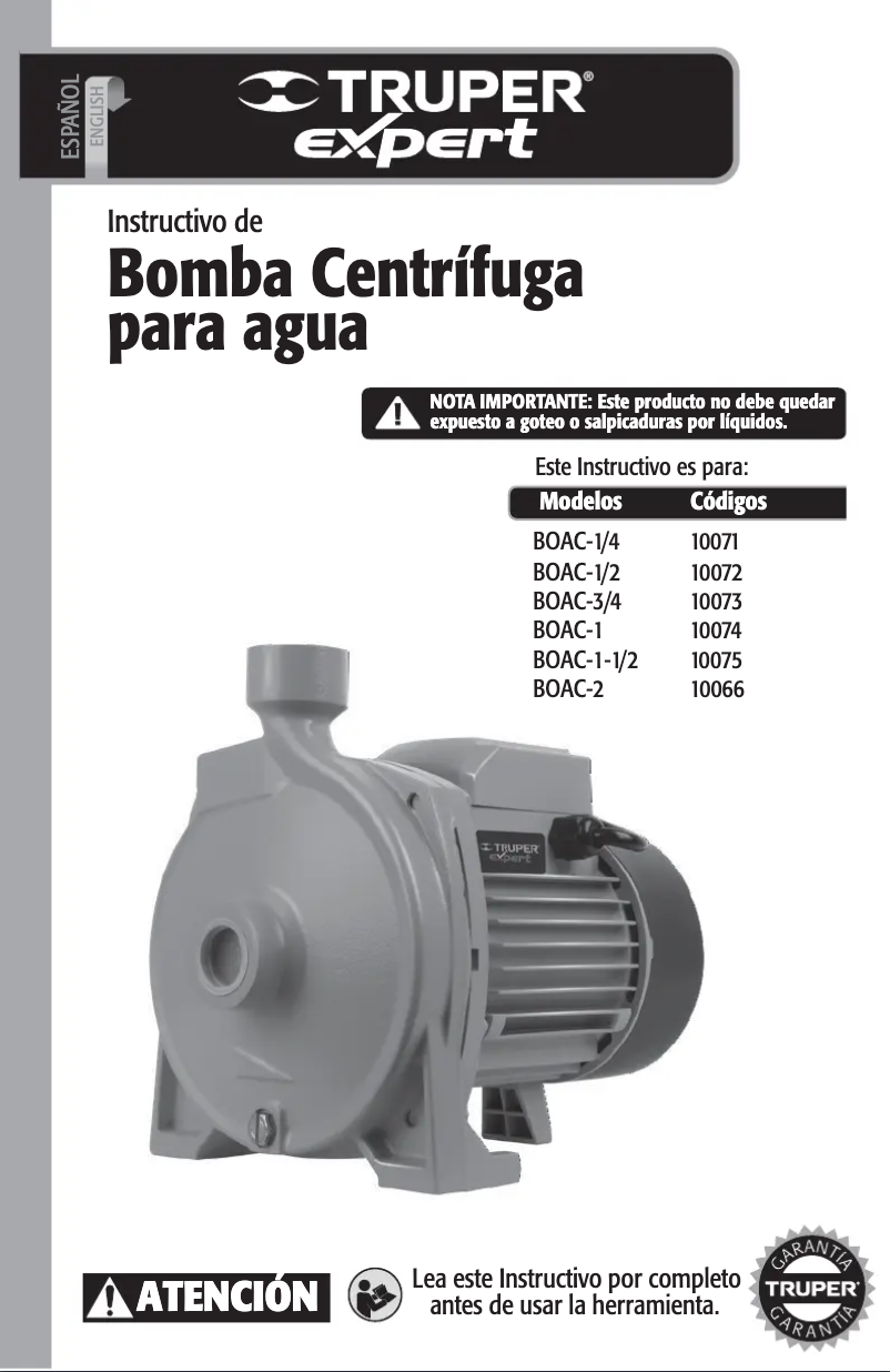 Page 1 of the manual User Manual Truper BOAC-1-1/2