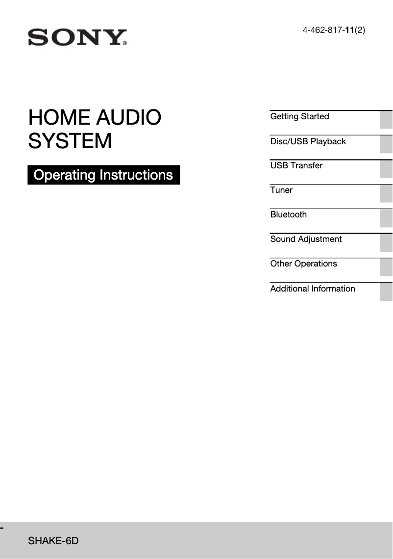 First page image of the manual for SHAKE-6D