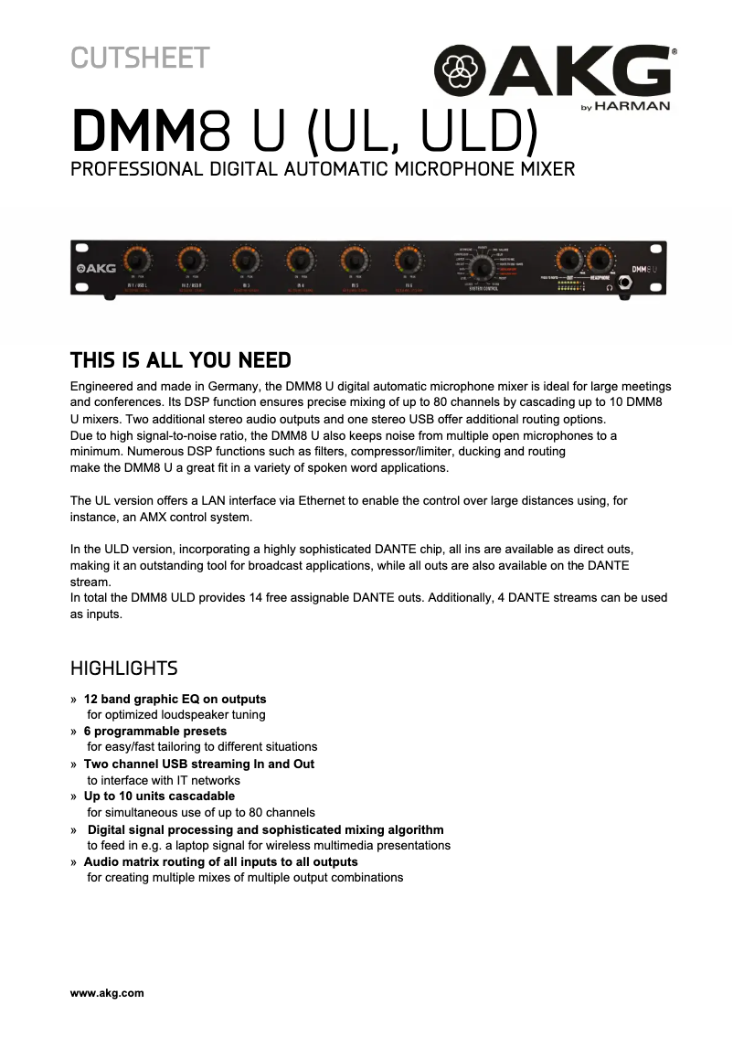 First page image of the manual for DMM8 UL