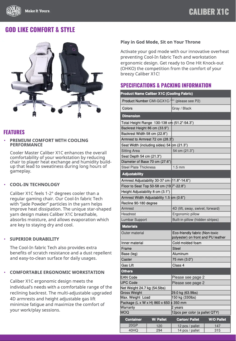 Page 1 of the manual User Manual Cooler Master Caliber X1C