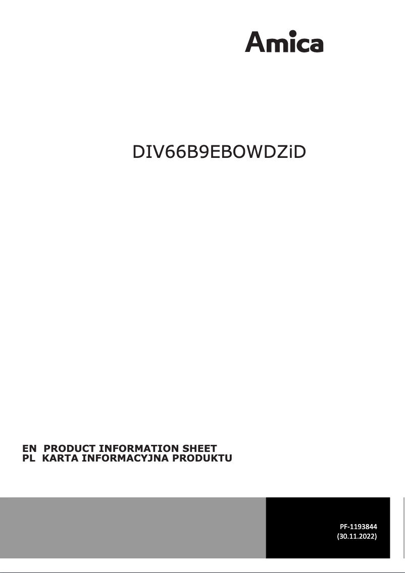 First page image of the manual for DIV66B9EBOWDZiD