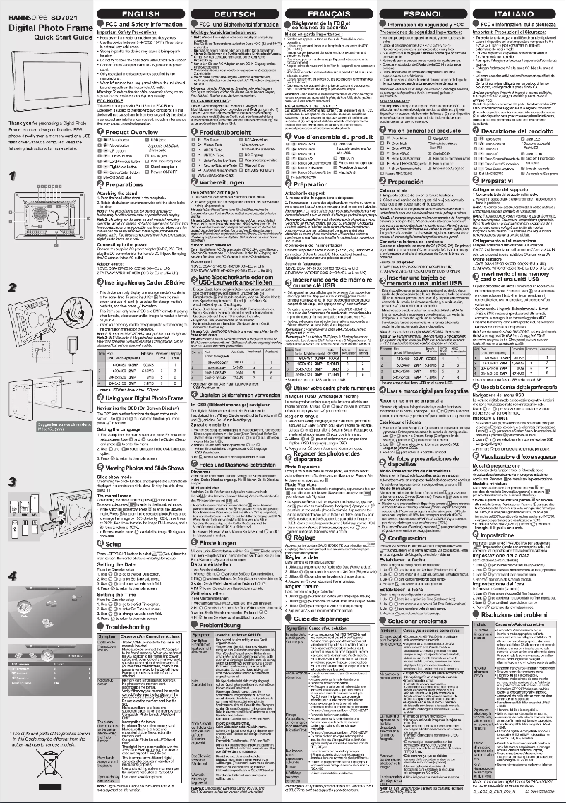 First page image of the manual for SD7021