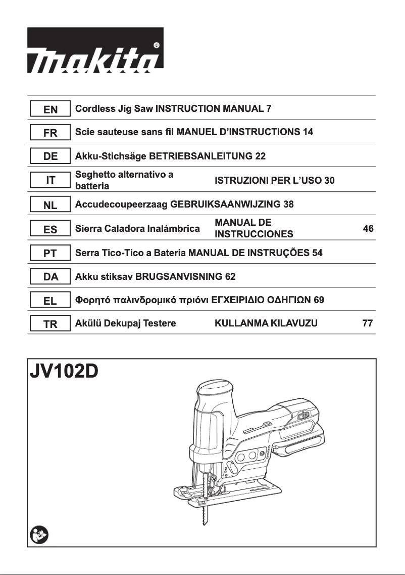 Page 1 of the manual User Manual Makita JV102DZJ