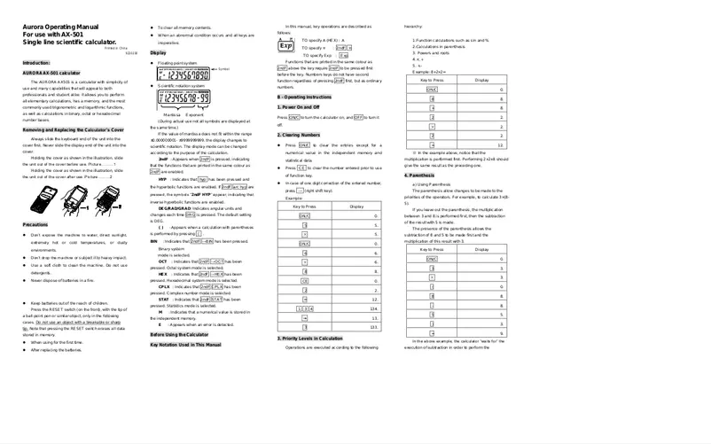 First page image of the manual for AX-501