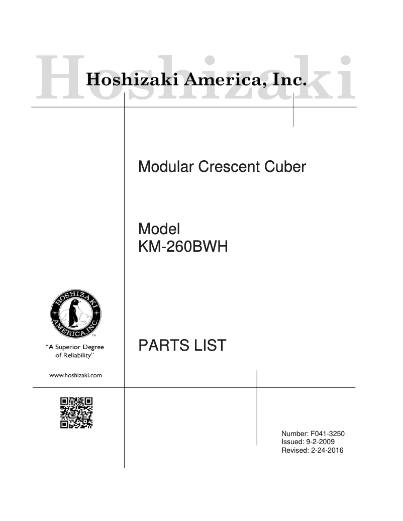 First page image of the manual for KM-260BWH