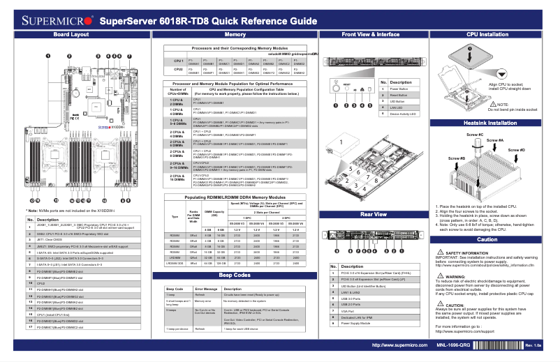 First page image of the manual for SuperServer 6018R-TD8