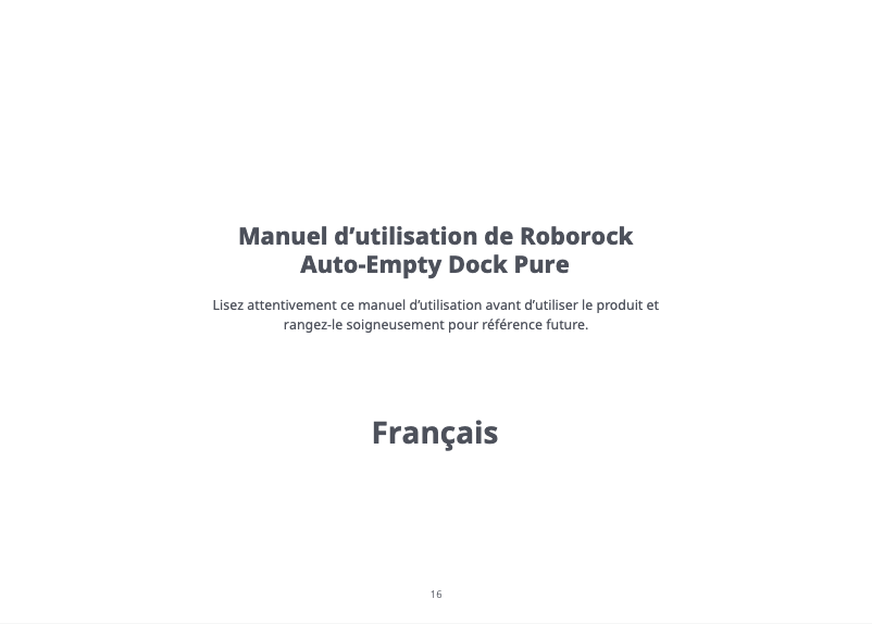 Page 1 of the manual User Manual Roborock Auto-Empty Dock Pure