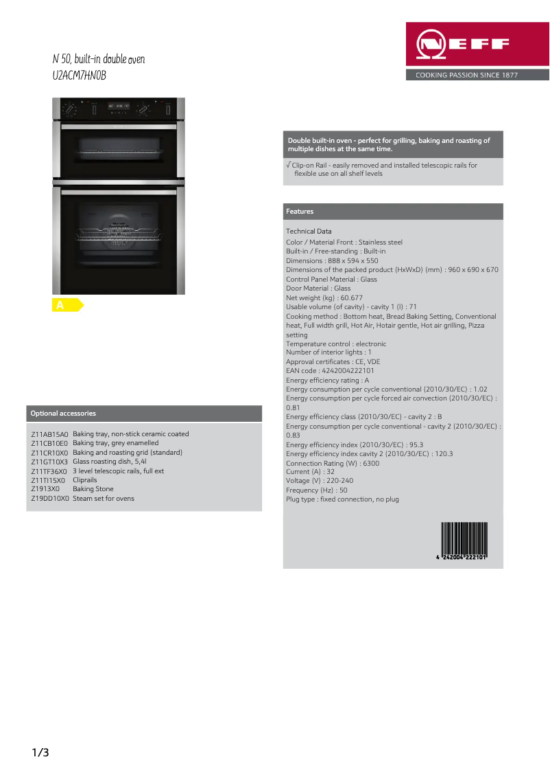 First page image of the manual for U2ACM7HN0B