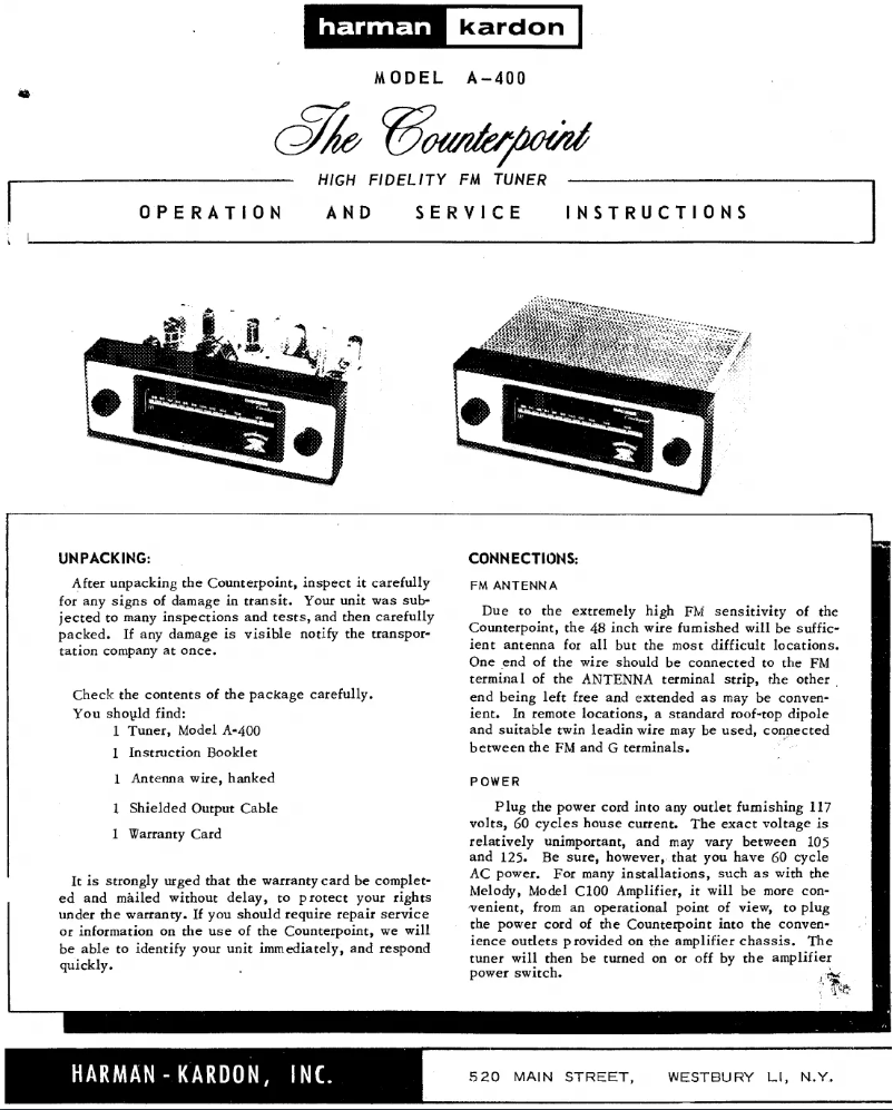 First page image of the manual for A400