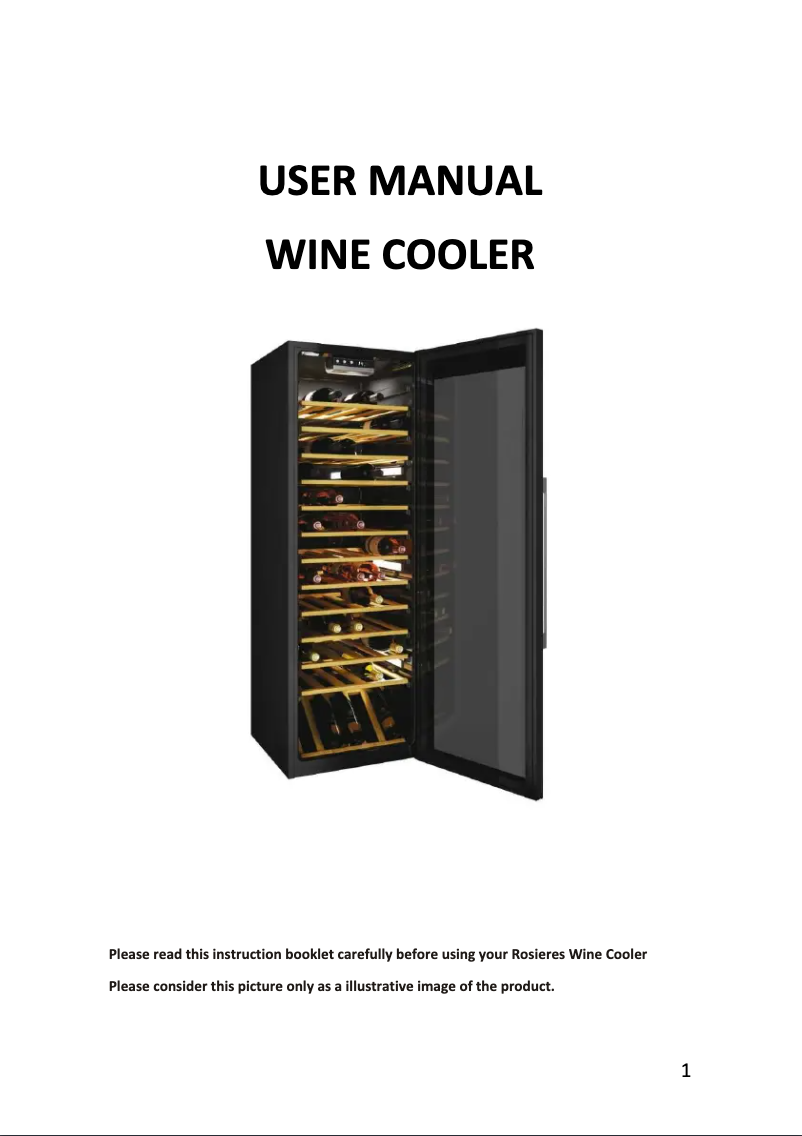 Page 1 of the manual User Manual Rosieres RWC 204 E