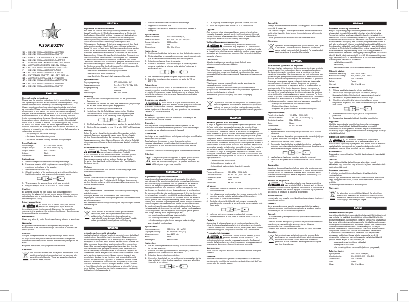 First page image of the manual for P.SUP.EU27W