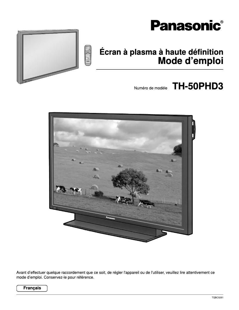 First page image of the manual for TH-50PHD3U