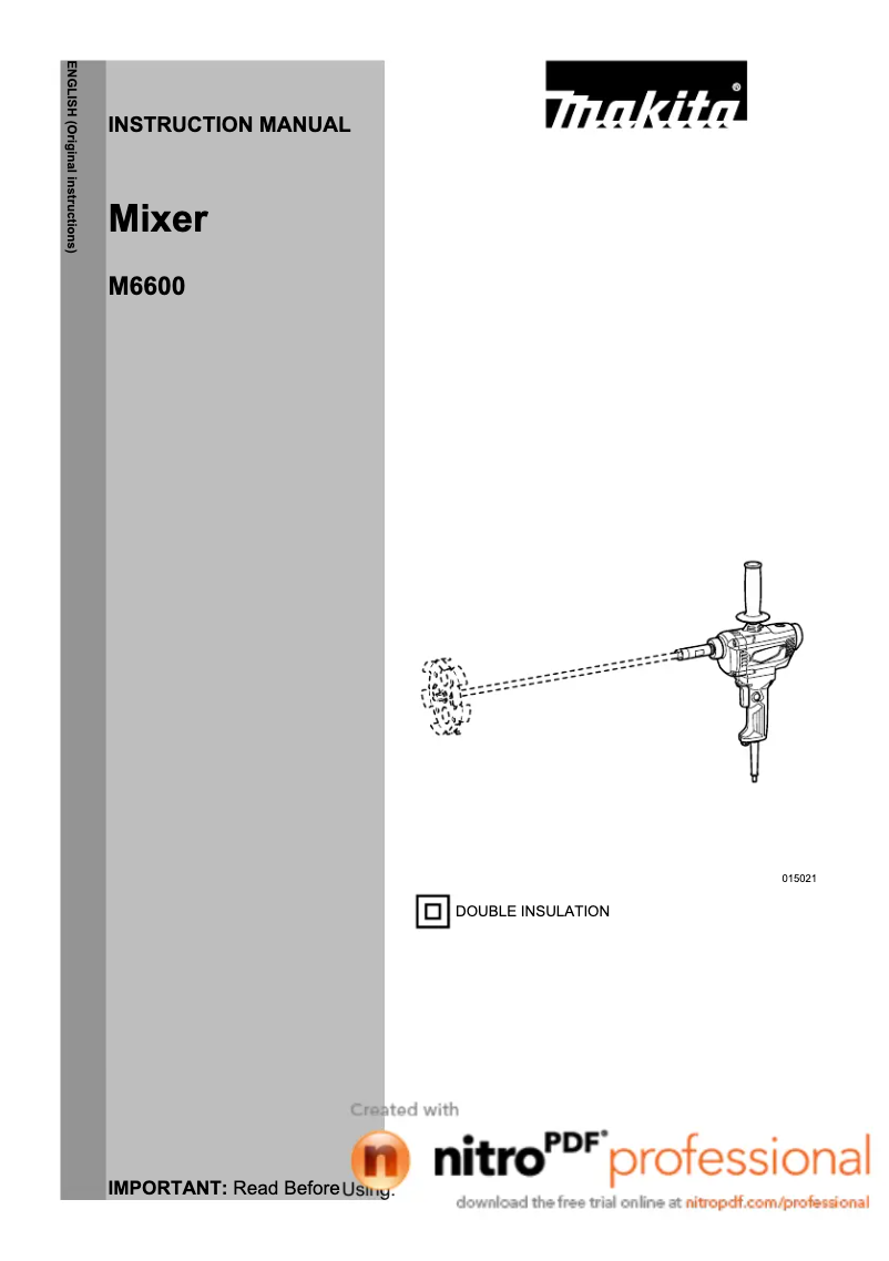 Page 1 of the manual User Manual Makita M6600X