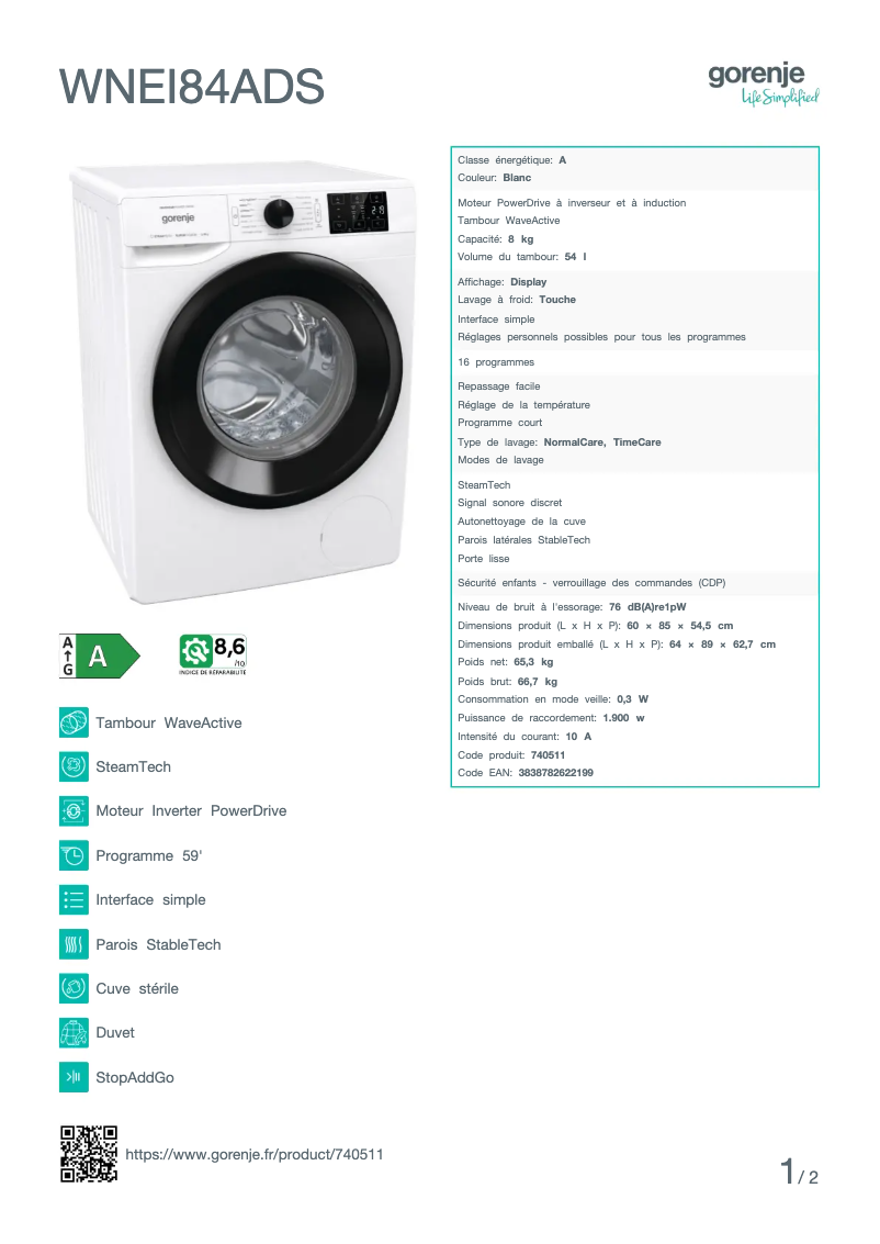 First page image of the manual for WNEI84ADS