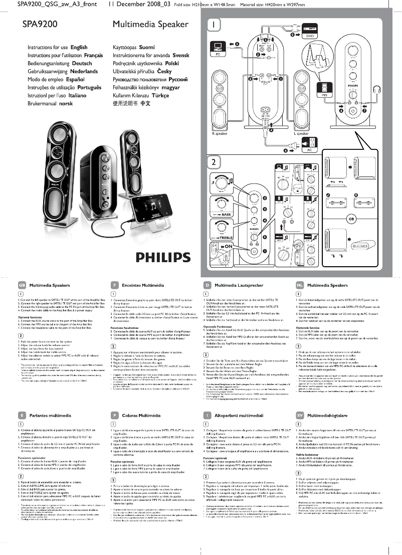 First page image of the manual for SPA9200
