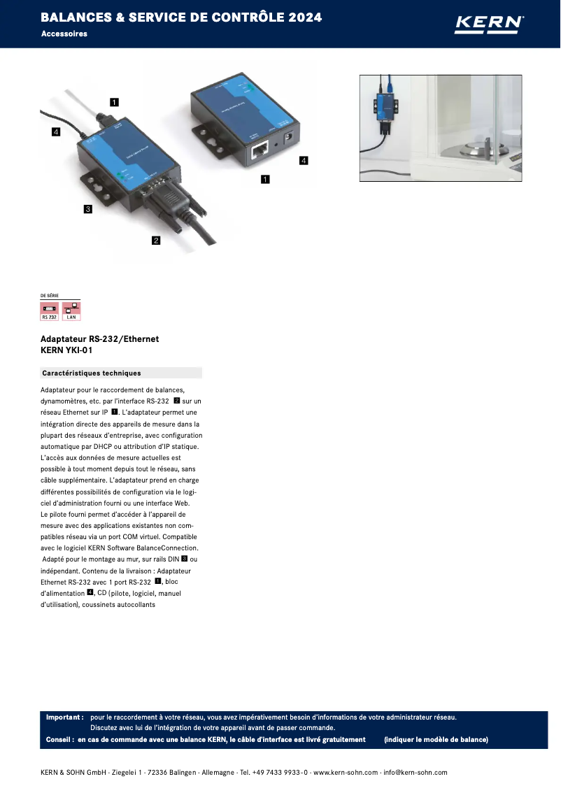 Page 1 of the manual Brochure Kern YKI-01