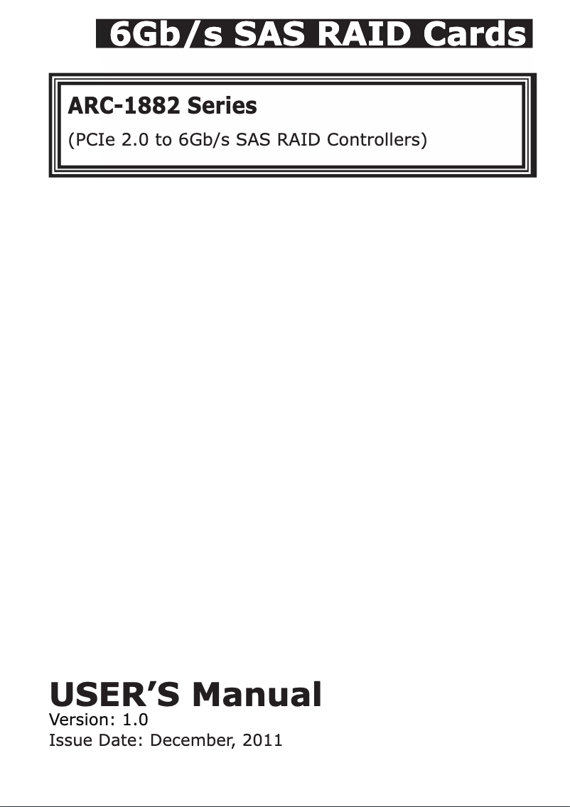 Page 1 of the manual User Manual Areca ARC-1223-8X