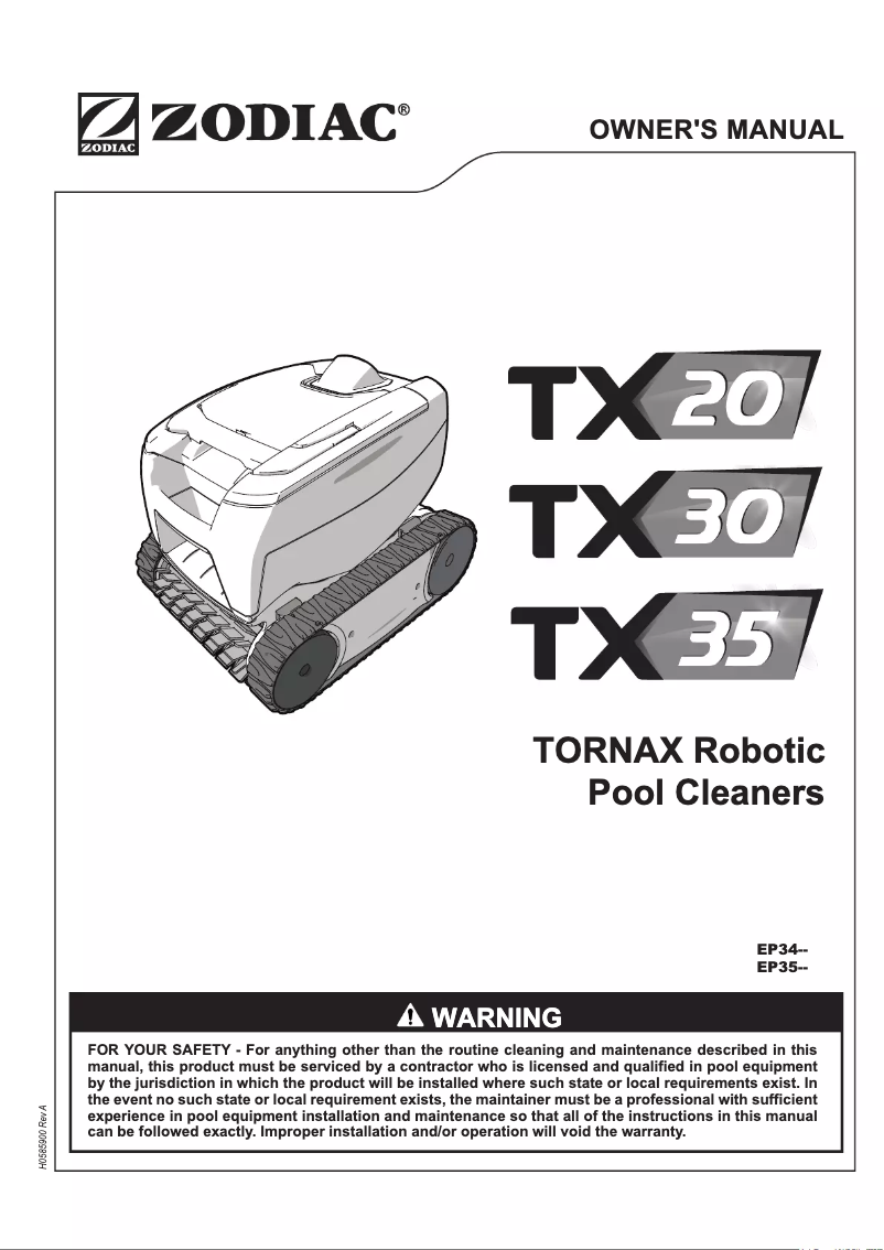Page 1 of the manual User Manual Zodiac Tornax TX35